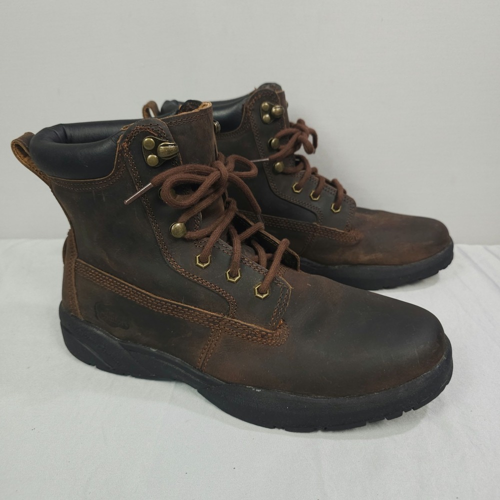 Dr Comfort Boss Boots Men 10.5W Wide Brown Leather Lace-Up Combat Ankle Lace Up